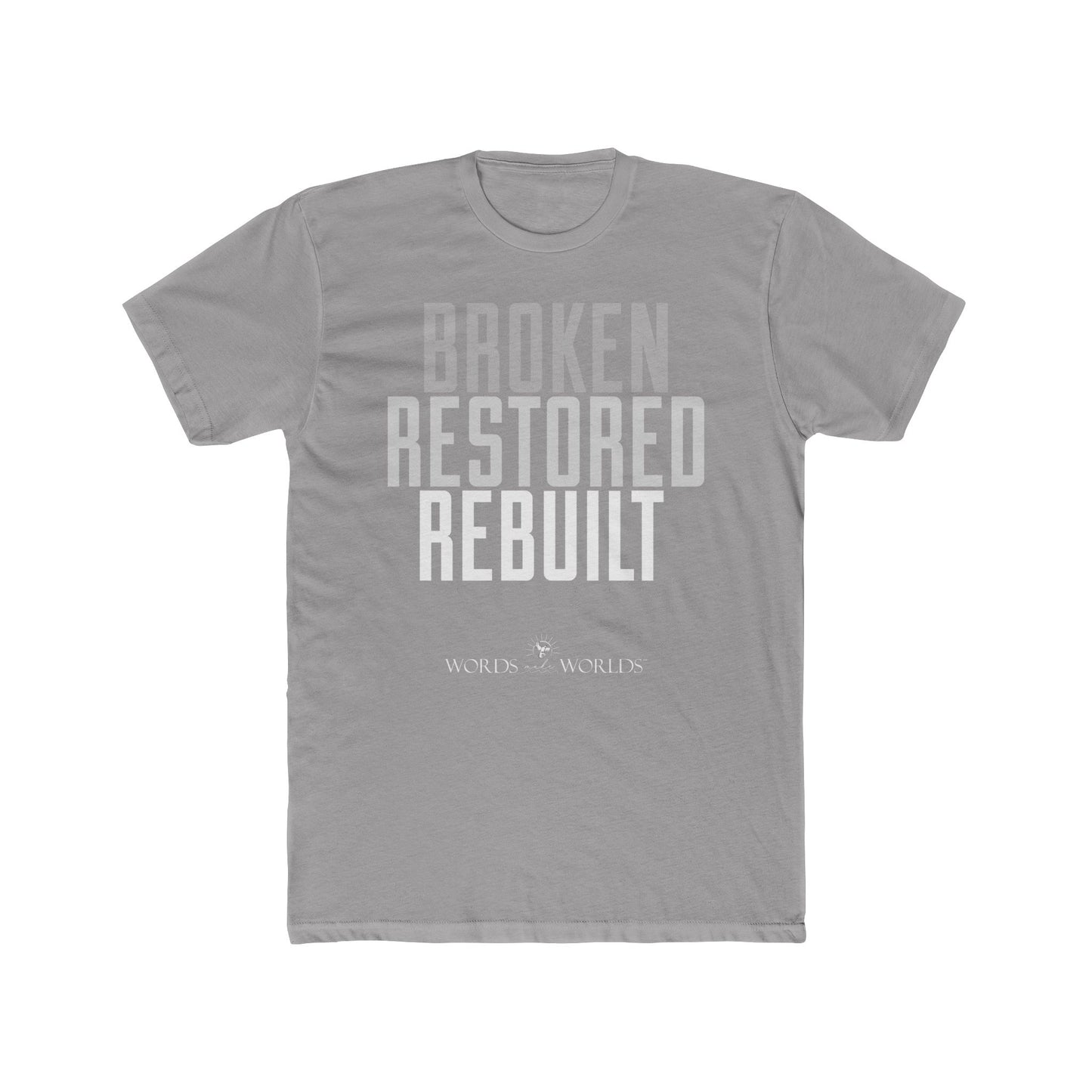 Broken Restored Rebuilt Unisex Cotton Crew Tee - Bold Faith-Inspired Graphic Tee