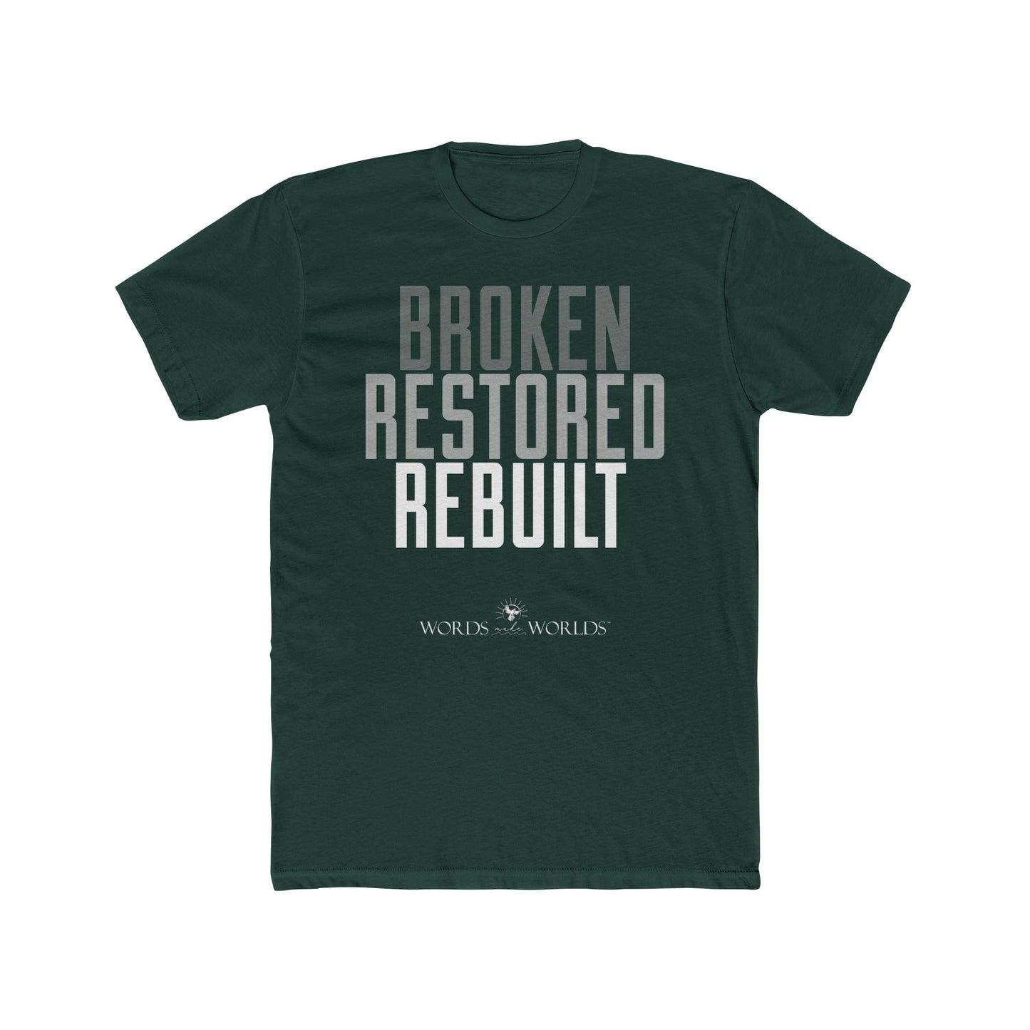 Broken Restored Rebuilt Unisex Cotton Crew Tee - Bold Faith-Inspired Graphic Tee