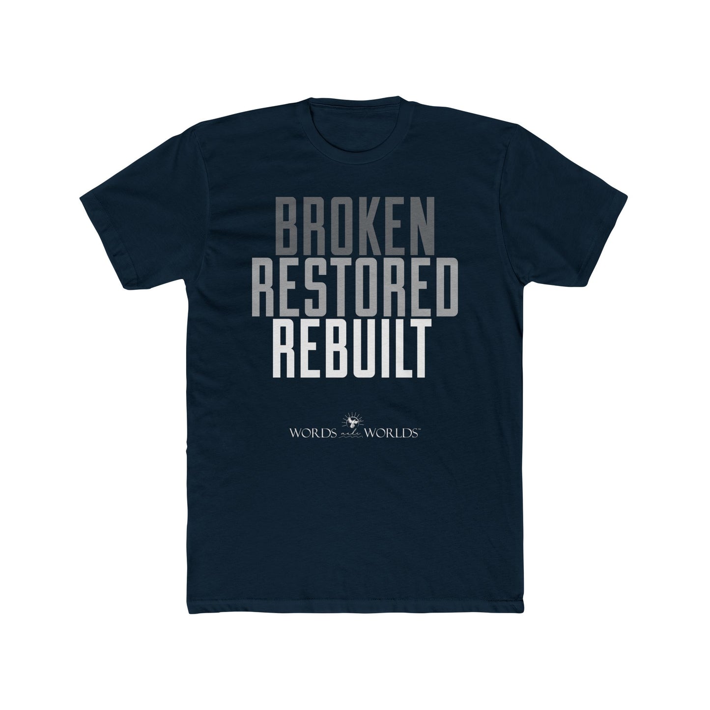 Broken Restored Rebuilt Unisex Cotton Crew Tee - Bold Faith-Inspired Graphic Tee