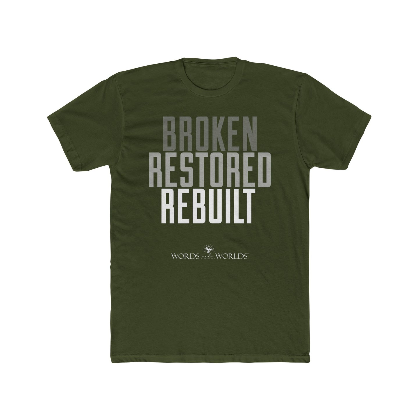 Broken Restored Rebuilt Unisex Cotton Crew Tee - Bold Faith-Inspired Graphic Tee